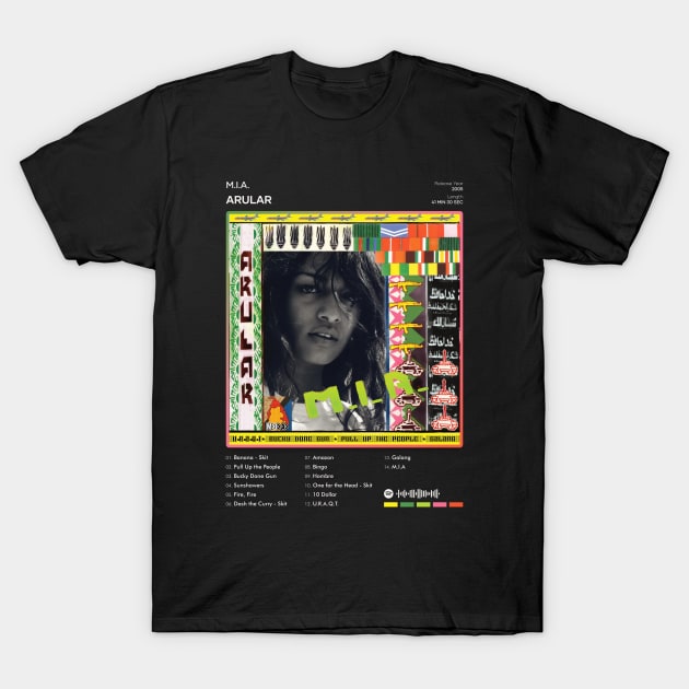 M.I.A. - Arular Tracklist Album T-Shirt by 80sRetro